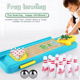 Mini Desktop Frog Bowling Game Toy Funny Indoor Parent-Child Interactive Table Sports Game Toy Bowling Educational Gift For Kids