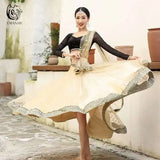 ન્યૂ યિમન એક્ઝોટિક ઇન્ડિયન ડાન્સ ડ્રેસ એથનિક સ્ટાઇલ ફીમેલ બેલી ડાન્સ સ્કાર્ફ ટોપ લાર્જ સ્વિંગ સ્કર્ટ લેન્ઘા સેટ