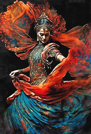 ભારતીય મહિલા લોક નૃત્ય પોસ્ટર એથનિક ગર્લ્સ કેનવાસ પેઇન્ટિંગ પ્રિન્ટ વોલ આર્ટ ચિત્રો લિવિંગ રૂમ હોમ ડેકોર માટે કુઆડ્રોસ