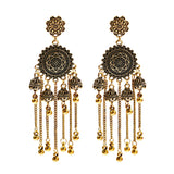 Retro Bollywood Oxidized Women Jhumka Indian Earrings Femmes 2020 Ethnic Gold Silver Color Afghan Bell Long Tassel Drop Earrings