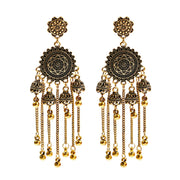 Retro Bollywood Oxidized Women Jhumka Indian Earrings Femmes 2020 Ethnic Gold Silver Color Afghan Bell Long Tassel Drop Earrings