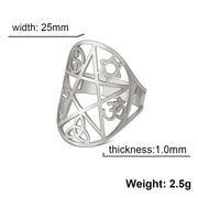Hollow out retro Celtic knot Bagua diagram cross ring yoga Om symbol ring stainless steel adjustable ring jewelry gift