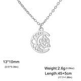 Vintage Goddess Crescent Phase Necklace Yoga OM Symbol Necklace Stainless Steel Love Palm Witch Knot Lotus π Symbol Jewelry