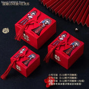 50pcs Retro Red Chinese Style Candy Boxes Wedding Gifts for Guests Mariage Paper Chocolate Packaging Box Boite Gateau Mariage