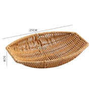 Creative Fruit Plate Imitation Rattan Woven Retro Living Room Snack Storage and Placement Square Afternoon Tea Heart Plate