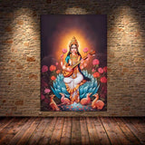 ભારતીય હિન્દુ દેવતાઓ ભગવાન શિવ યોગ દૈવી દેવી સરસ્વતી ધ્યાન આરટી પોસ્ટર કેનવાસ પેઇન્ટિંગ વોલ પ્રિન્ટ ચિત્ર ઘર સજાવટ