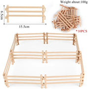 Oenux Simulation Farm Fence Scene Toy Trees House Farmer Unicorn Animals Model Miniature Craft Home Decoration Cute Kids Gift