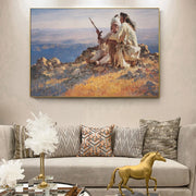 અમેરિકન ઇન્ડિયન આર્ટ કેનવાસ પેઇન્ટિંગ પ્રિન્ટ પિક્ચર્સ નેટિવ અમેરિકન રાઇડિંગ હોર્સ આર્ટ પોસ્ટર્સ ફેમિલી લિવિંગ રૂમ વોલ હોમ ડેકોર