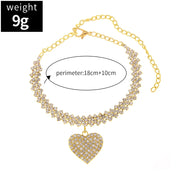 સ્ટાઇલિશ ટ્રેન્ડ બીચ ફેશન નાજુક ડાયમંડ-સ્ટડેડ રાઇનસ્ટોન-એમ્બેલિશ્ડ ફૂટ આભૂષણો ભવ્ય લવ પેન્ડન્ટ