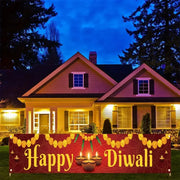 VIKAMA Diwali Festival Banner Golden Garland with Oil Lamp Motif Indoor/Outdoor Garden Lawn Festival Celebration Decoration