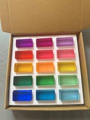 બાળકો માટે ખુલ્લા રમત માટે નવી ડિઝાઇન મોન્ટેસરી રમકડાં સી થ્રુ રેઈન્બો લ્યુસાઈટ સ્ટેકીંગ બ્લોક્સ એક્રેલિક હાઇટ્રાન્સપરન્ટ