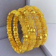 Luxury Dubai 24K Gold Color Bangles For Women Indian African Charm Bracelets Wedding Ethiopian Arabic Hand Jewelry Party Gifts