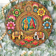 Indian Traditional Wedding Theme Metal Sign, High Definition Printing, Suitable for Decoration, Ideal Gift for Culture, Wedding