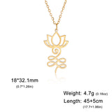 Skyrim Lotus Flower Yoga Om Unalome Pendant Necklace Stainless Steel Neck Chain for Women Buddhism Mandala Amulet Jewelry Gift