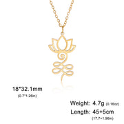 Skyrim Lotus Flower Yoga Om Unalome Pendant Necklace Stainless Steel Neck Chain for Women Buddhism Mandala Amulet Jewelry Gift