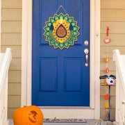 Diwali Decorations for Home – Festive Wooden Door Sign with Indian Motifs for Deepawali, Weddings of Lights Celebrations