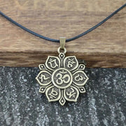 OHM OM AUM Yoga Lotus Flower Buddha Pendant Necklace For Women Religious Mandala Buddhism Jewelry