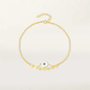 Aide 925 Sterling Silver Enamel Eye With Sequin Double Chain Anklets For Women K Gold Pendant Bohemian Jewelry Beach Party Gift