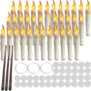 12-48Pcs Floating Candles with Magic Wand Flickering Warm Light LED Flameless Candle Taper Candles for Christmas Wedding Party