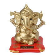 Ganesha Elephant God Statue ABS Solar Powered Indian Ganesha Figurine Ornament for Car Dashboard Home Decor Crafts