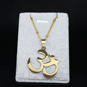 Buddhist OM Mala Yoga Chakra Stainless Steel Chain Necklace for Women Gold Color Buddha Necklace Jewelry Gift collares N1102S02