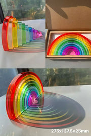 બાળકો માટે ખુલ્લા રમત માટે નવી ડિઝાઇન મોન્ટેસરી રમકડાં સી થ્રુ રેઈન્બો લ્યુસાઈટ સ્ટેકીંગ બ્લોક્સ એક્રેલિક હાઇટ્રાન્સપરન્ટ