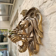 Wall Hanging Lion Head Art Sculpture Cool Gold Lion King Resin Sculpture Entryway Bedroom Home Wall Hangings Luxury Wall Decor