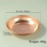 Pure Copper Hammer Tribute Plate, Buddhist Fruit Saucer, Brass, Auspicious Luster, Tibetan Plate, Home's Gift, 25cm, 1Pcs