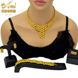 ANIID Dubai Luxury Big Pendant Necklace Sets For Women African 24k Gold Color Indian Arab Wedding Bridal Crystal Jewelry Sets
