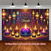 1pc 2D Flat Diwali Celebration Banner - Vibrant Festival of Lights Polyester Background, No Power Required——sym