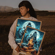 Modern Hindu God Lord Shiva Buddha Portrait Anime Poster Wall for Living Room Bar Wall Sticker Study Home Living Room Decoration