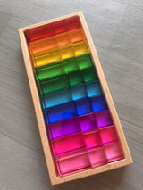 બાળકો માટે ખુલ્લા રમત માટે નવી ડિઝાઇન મોન્ટેસરી રમકડાં સી થ્રુ રેઈન્બો લ્યુસાઈટ સ્ટેકીંગ બ્લોક્સ એક્રેલિક હાઇટ્રાન્સપરન્ટ