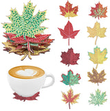 10 DIY diamond painting sets: Cactus/fish/Maple leaf/Indian/Pattern, non-slip wooden coasters, living room, kitchen