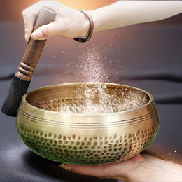 Authentic Handmade Tibet Singing Bowl Nepal Brass Meditation Sound Bowl for Yoga Chakra Healing Relaxation with Leather Striker