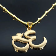 Buddhist OM Mala Yoga Chakra Stainless Steel Chain Necklace for Women Gold Color Buddha Necklace Jewelry Gift collares N1102S02
