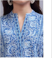 Indian Traditional Women's Clothing Ethnic Style Printed V-Neck Pure Cotton Top