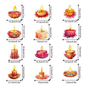 12 Pcs Diwali Festival Sticker Lotus Tealight Candle Holder Sticker Artificial Lotus Flower Labels Traditional Party Supplies