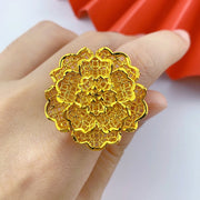 XUHUANG Dubai Gold Color Rings For Women Wedding Africa Bride Indian Fashion Hawaiian Jewelry Party Gifts New Style