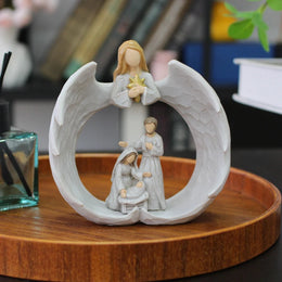 Creative Jesus Decoration Angel Religious Decoration Resin Crafts Home Living Room Outdoor Office Desktop Decoration Gift