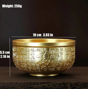 કોતરણી કાંસ્ય તાંબાના પીવાના બાઉલ શુભ તિબેટીયન પવિત્ર પાણી દૂધ ચા કપ ગોલ્ડન બૌદ્ધ 10 સેમી બાઉલ હોમ્સ ગિફ્ટ ડેકોરેટિવ