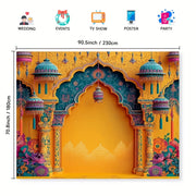 1 vibrant Indian wedding party backdrop - traditional architectural design suitable for holiday celebrations and home decor