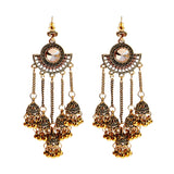 Retro Bollywood Oxidized Women Jhumka Indian Earrings Femmes 2020 Ethnic Gold Silver Color Afghan Bell Long Tassel Drop Earrings