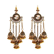 Retro Bollywood Oxidized Women Jhumka Indian Earrings Femmes 2020 Ethnic Gold Silver Color Afghan Bell Long Tassel Drop Earrings