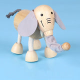 Wooden Action Toy Figures Simulation Animal Movable Joint Model Doll Elephant Monkey Giraffe Lion Educational Toys For Children