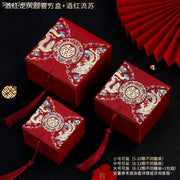 50pcs Retro Red Chinese Style Candy Boxes Wedding Gifts for Guests Mariage Paper Chocolate Packaging Box Boite Gateau Mariage