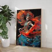 ભારતીય મહિલા લોક નૃત્ય પોસ્ટર એથનિક ગર્લ્સ કેનવાસ પેઇન્ટિંગ પ્રિન્ટ વોલ આર્ટ ચિત્રો લિવિંગ રૂમ હોમ ડેકોર માટે કુઆડ્રોસ