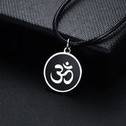 Men's OM Necklace Round Ohm Pendant Adjustable Yoga Spiritual Jewelry
