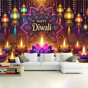 1pc 2D Flat Diwali Celebration Banner - Vibrant Festival of Lights Polyester Background, No Power Required——sym