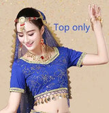 Bollywood Belly Dance Costume Set Indian Dance Sari 2/3/4/5pcs Chiffon Belly Dance Clothing Women Oriental Dance Practice Suit