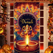 Diwali Decoration Party Background  Indian Diwali Peacock Candle Party Supplies Door Decoration Festival Door Cover Backdrop